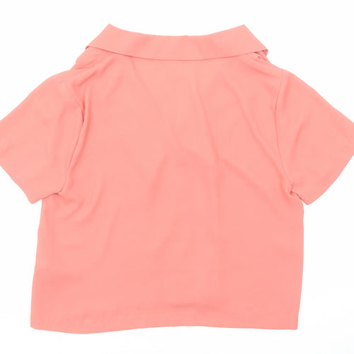 FOREVER 21 Womens Pink Polyester Basic Button-Up Size S Collared
