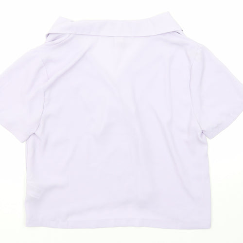 FOREVER 21 Womens Purple Polyester Basic Button-Up Size S Collared