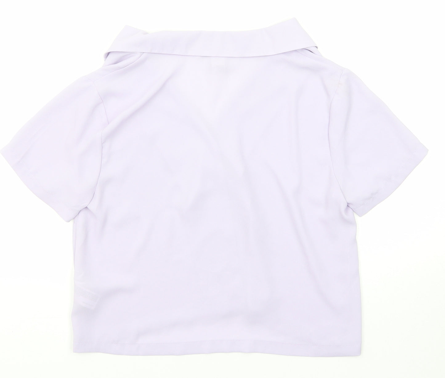 FOREVER 21 Womens Purple Polyester Basic Button-Up Size S Collared