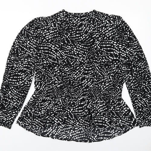 Marks and Spencer Womens Black Geometric Viscose Basic Blouse Size 20 Round Neck