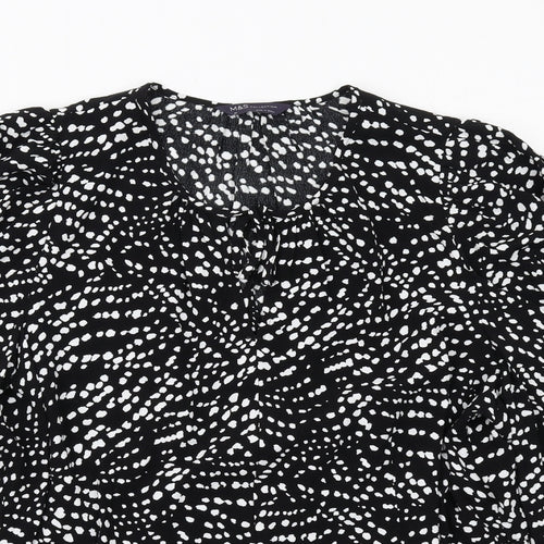Marks and Spencer Womens Black Geometric Viscose Basic Blouse Size 20 Round Neck