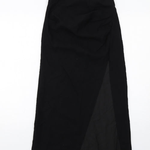 Zara Womens Black Viscose A-Line Skirt Size S Zip