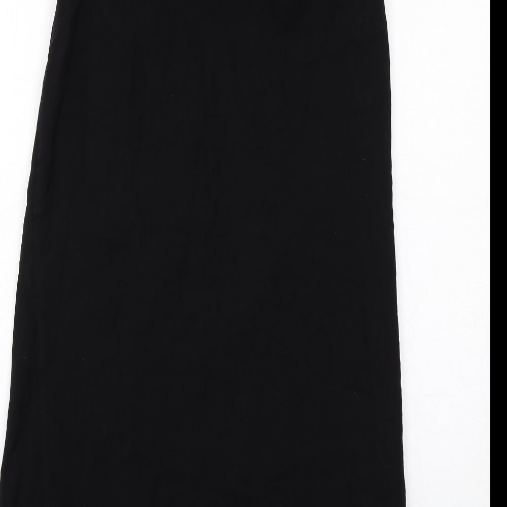 Zara Womens Black Viscose A-Line Skirt Size S Zip