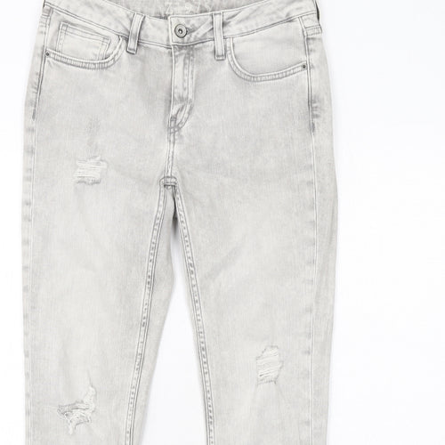 Zara Womens Grey Cotton Skinny Jeans Size 10 Regular Zip