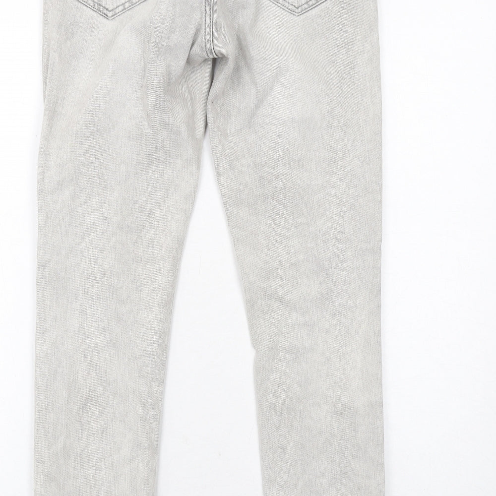 Zara Womens Grey Cotton Skinny Jeans Size 10 Regular Zip