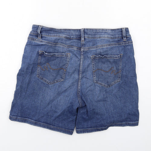 NEXT Womens Blue Cotton Boyfriend Shorts Size 14 Regular Zip