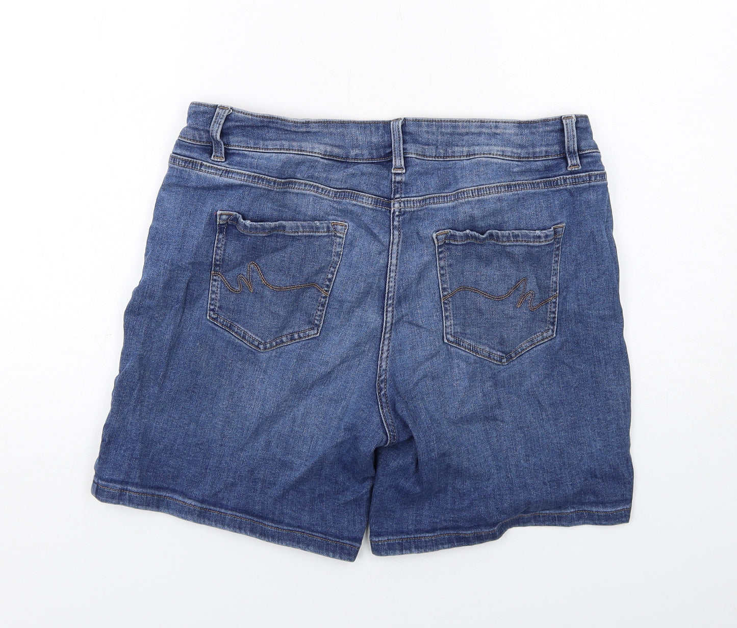 NEXT Womens Blue Cotton Boyfriend Shorts Size 14 Regular Zip