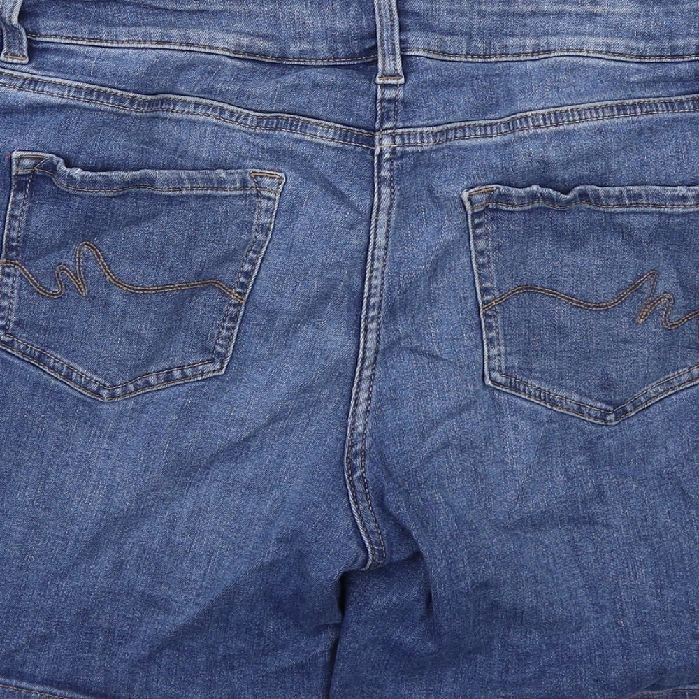 NEXT Womens Blue Cotton Boyfriend Shorts Size 14 Regular Zip