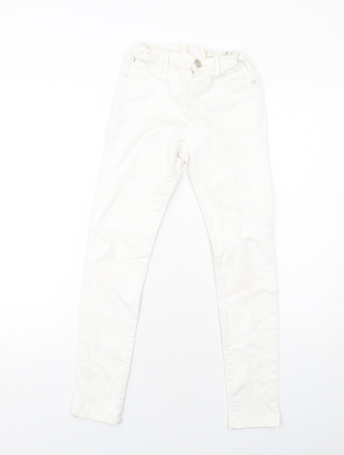 River Island Girls White Cotton Skinny Jeans Size 11 Years Regular Button