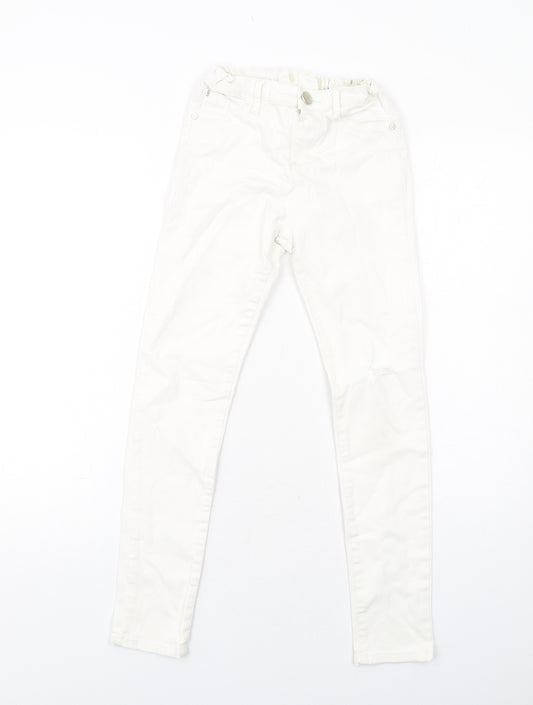 River Island Girls White Cotton Skinny Jeans Size 11 Years Regular Button