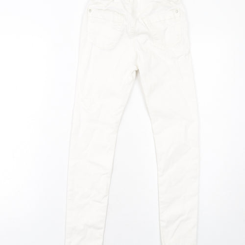 River Island Girls White Cotton Skinny Jeans Size 11 Years Regular Button