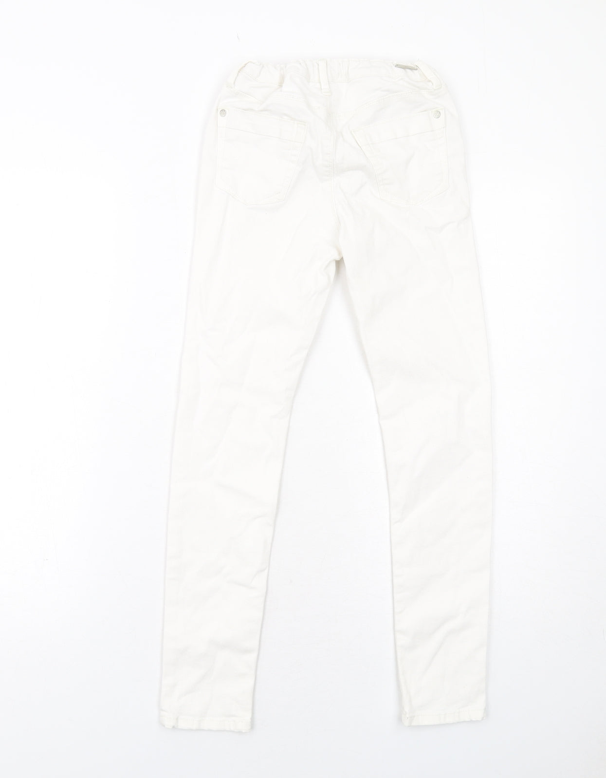 River Island Girls White Cotton Skinny Jeans Size 11 Years Regular Button