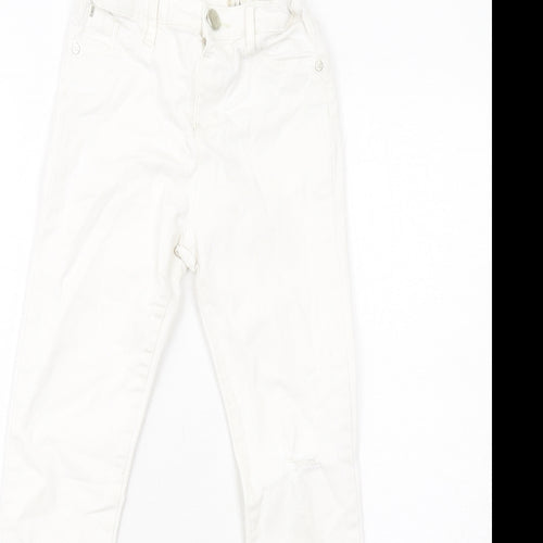 River Island Girls White Cotton Skinny Jeans Size 11 Years Regular Button