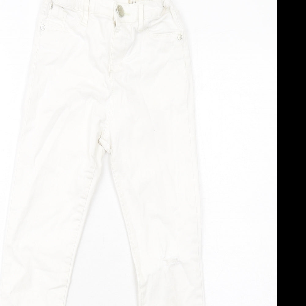 River Island Girls White Cotton Skinny Jeans Size 11 Years Regular Button