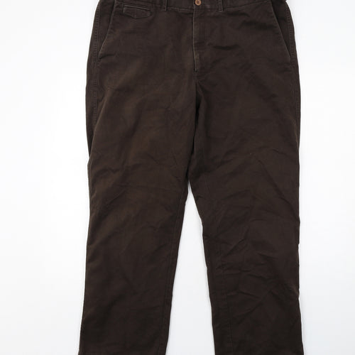 Blue Harbour Mens Brown Cotton Trousers Size 40 in L31 in Regular Zip