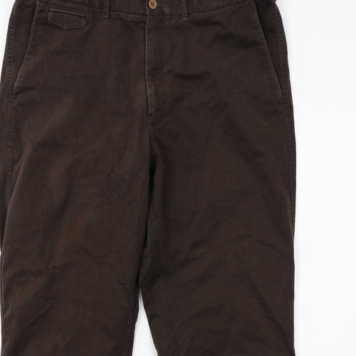 Blue Harbour Mens Brown Cotton Trousers Size 40 in L31 in Regular Zip