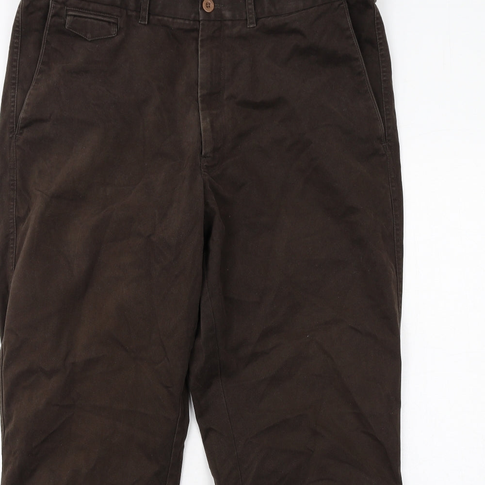 Blue Harbour Mens Brown Cotton Trousers Size 40 in L31 in Regular Zip