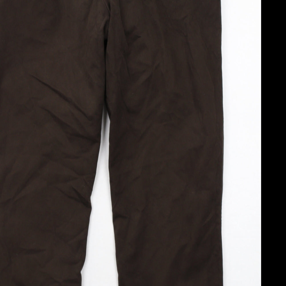 Blue Harbour Mens Brown Cotton Trousers Size 40 in L31 in Regular Zip