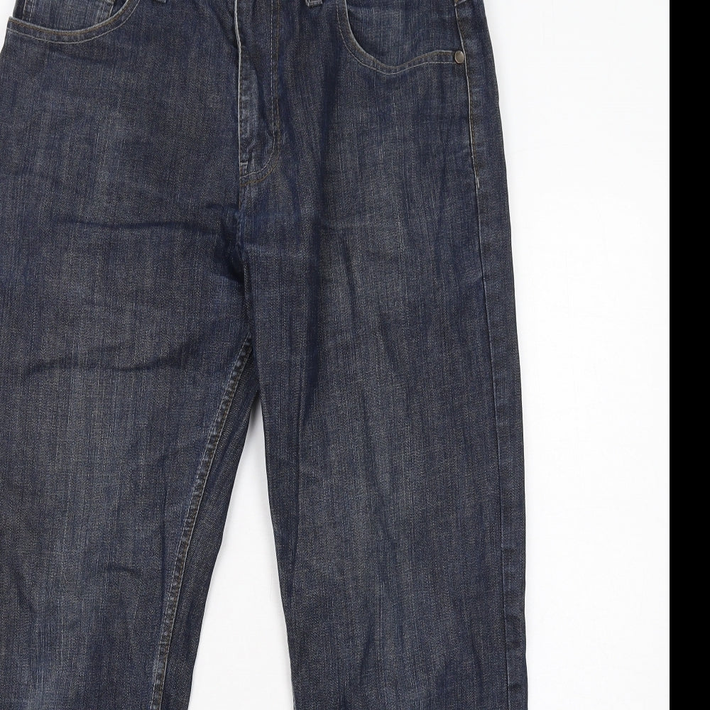 NEXT Mens Blue Cotton Straight Jeans Size 32 in Regular Zip - Loose Fitting