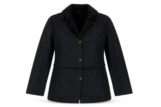 Front view of Bonmarché women’s black jacket, size M, button