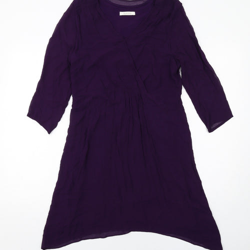 Kaliko Womens Purple Viscose A-Line Size 14 V-Neck Pullover