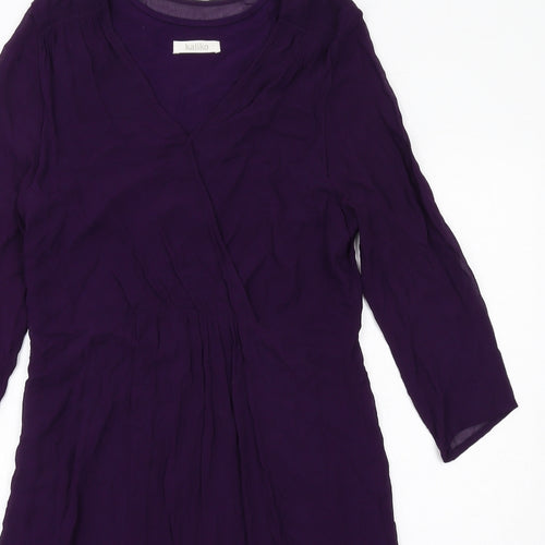 Kaliko Womens Purple Viscose A-Line Size 14 V-Neck Pullover