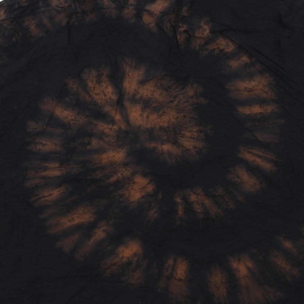 AllSaints Mens Black Geometric Viscose Button-Up Size L Collared Button - Tie dye effect