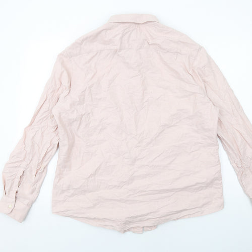 Marks and Spencer Mens Pink Cotton Button-Up Size XL Collared Button