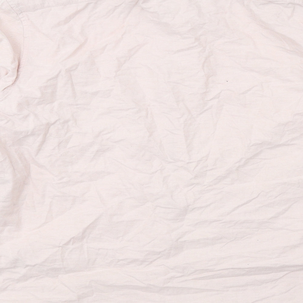 Marks and Spencer Mens Pink Cotton Button-Up Size XL Collared Button