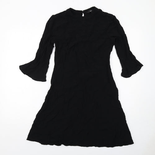 NEXT Womens Black Viscose Fit & Flare Size 12 Round Neck Zip