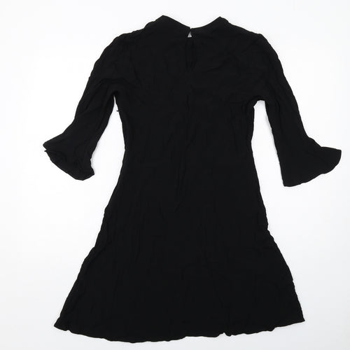 NEXT Womens Black Viscose Fit & Flare Size 12 Round Neck Zip