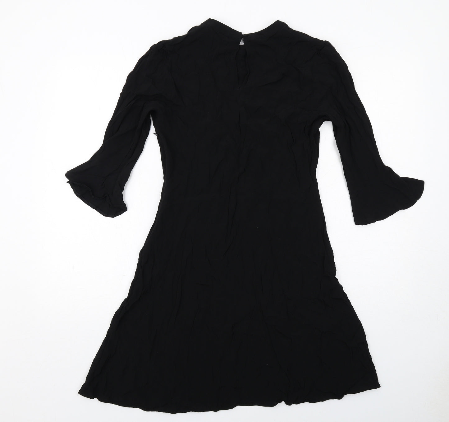 NEXT Womens Black Viscose Fit & Flare Size 12 Round Neck Zip