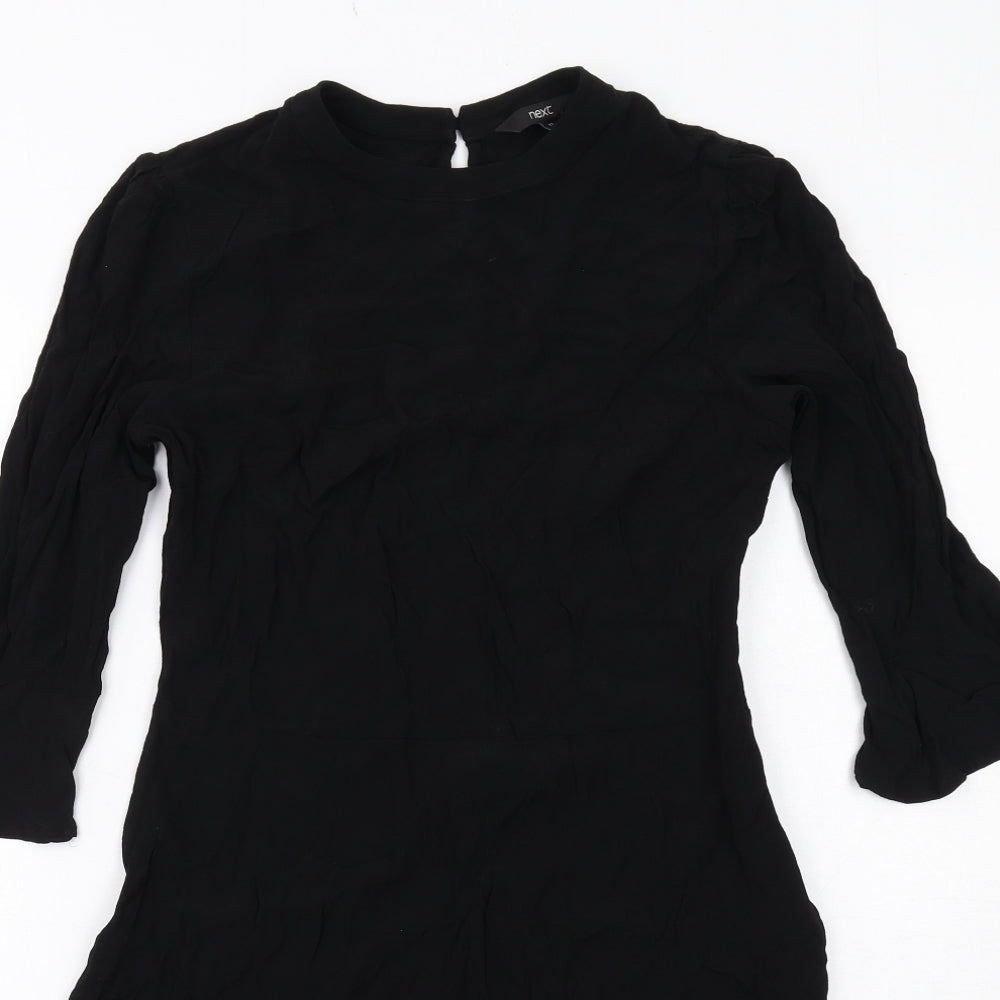 NEXT Womens Black Viscose Fit & Flare Size 12 Round Neck Zip