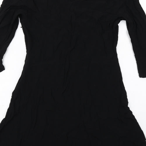 NEXT Womens Black Viscose Fit & Flare Size 12 Round Neck Zip