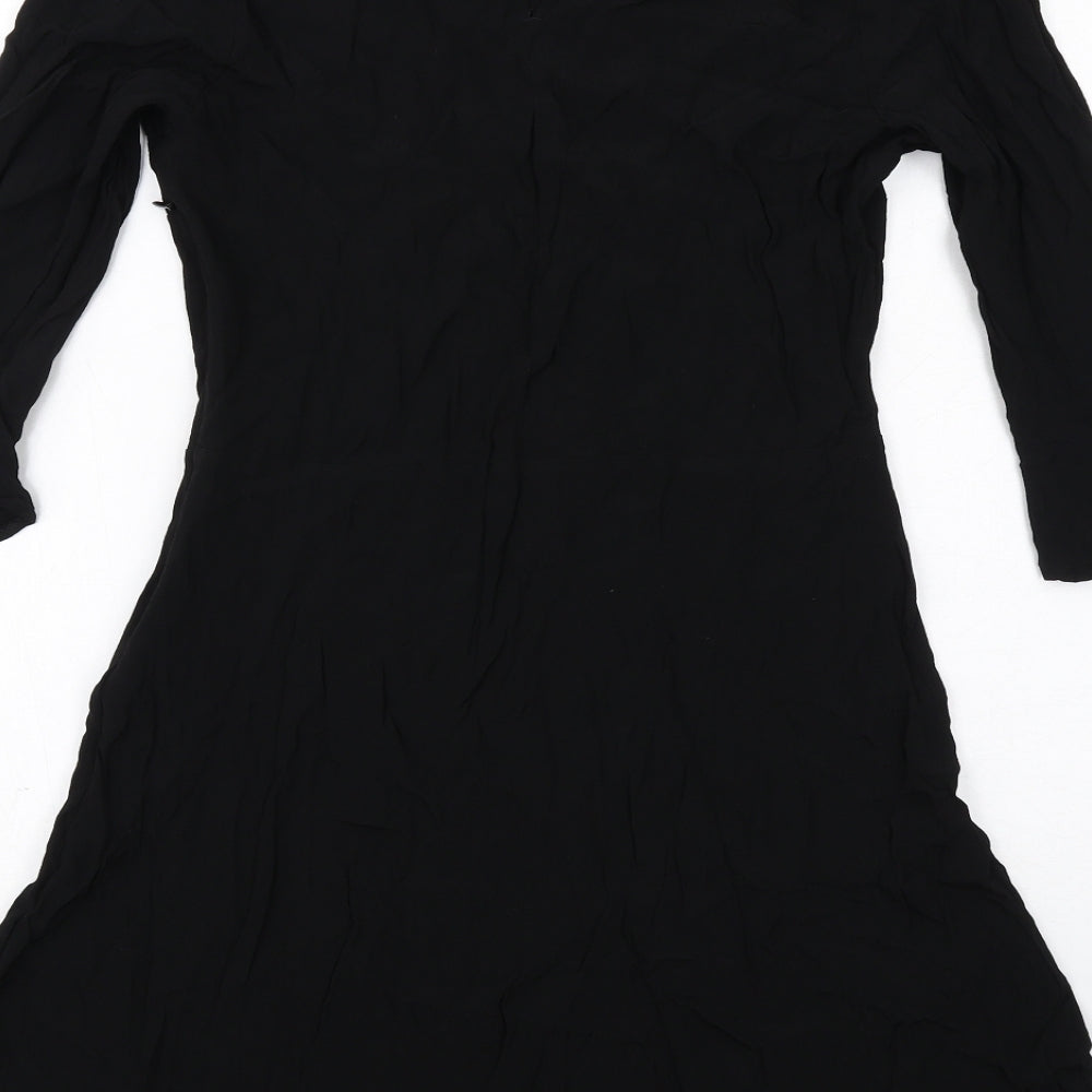 NEXT Womens Black Viscose Fit & Flare Size 12 Round Neck Zip