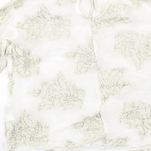 Miss Selfridge Womens White Viscose Basic Blouse Size 6 High Neck - Lace Details