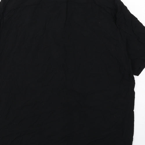 AllSaints Mens Black Viscose Button-Up Size M Collared Button
