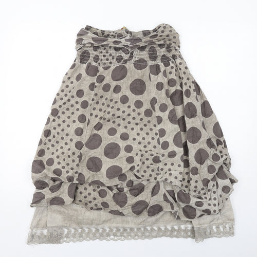 Joe Browns Womens Brown Polka Dot Cotton Peasant Skirt Size M