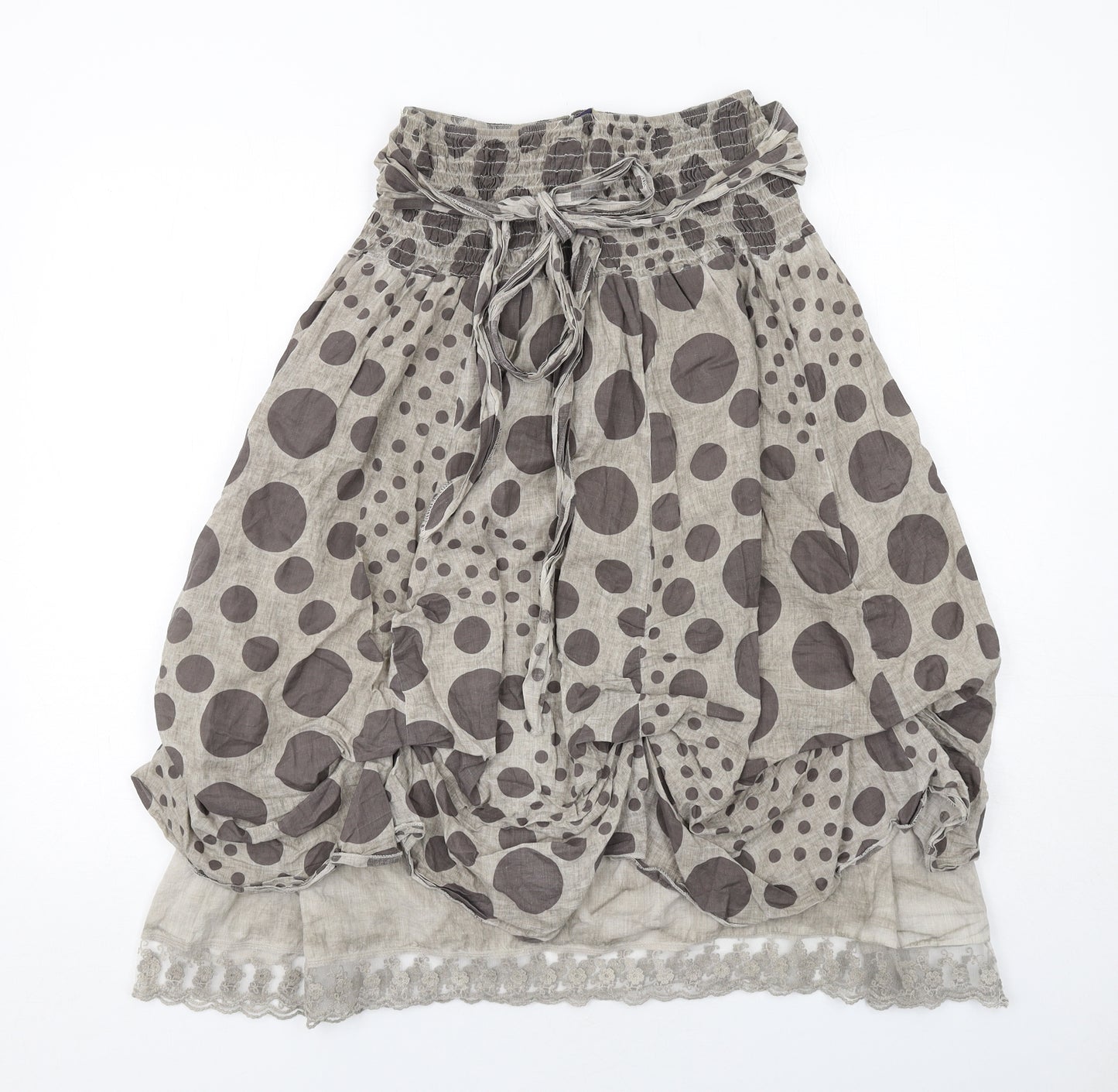 Joe Browns Womens Brown Polka Dot Cotton Peasant Skirt Size M
