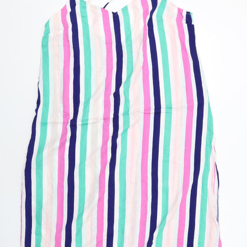 Marks and Spencer Womens Multicoloured Striped Viscose Slip Dress Size 16 V-Neck Pullover