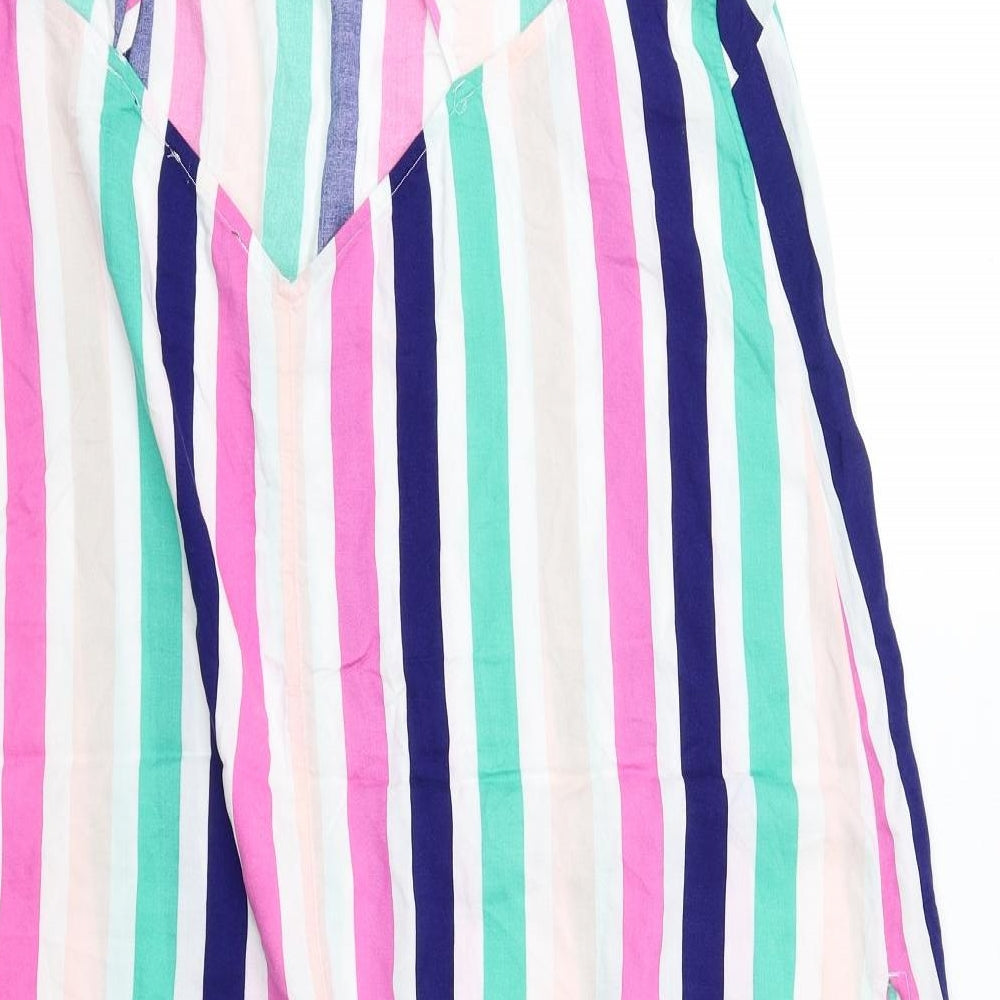 Marks and Spencer Womens Multicoloured Striped Viscose Slip Dress Size 16 V-Neck Pullover
