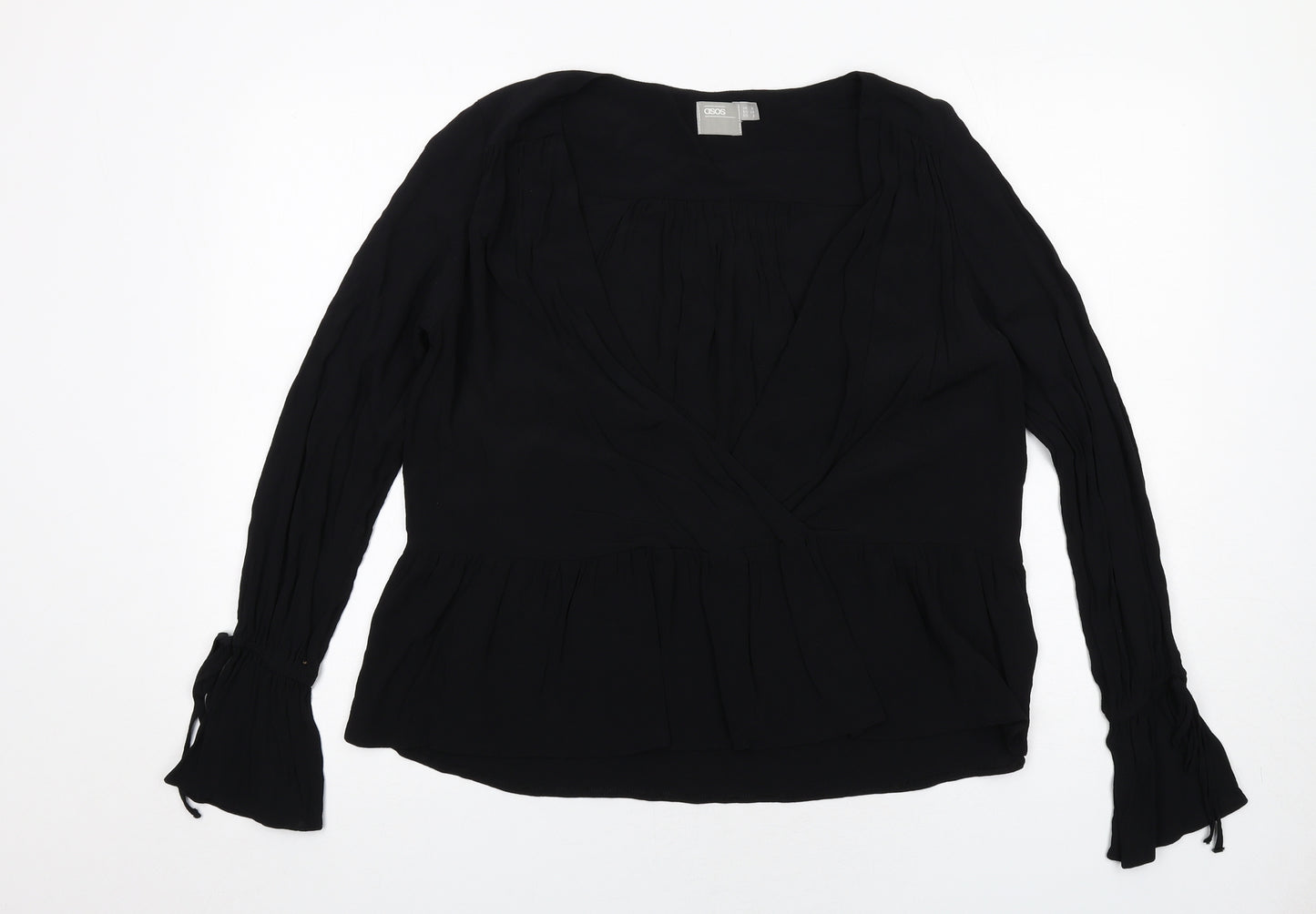 ASOS Womens Black Viscose Basic Blouse Size 6 V-Neck