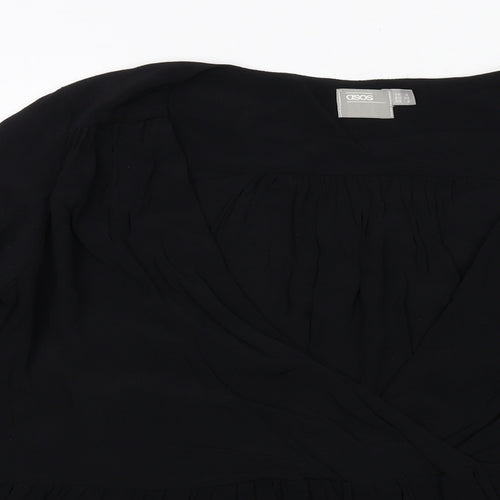 ASOS Womens Black Viscose Basic Blouse Size 6 V-Neck