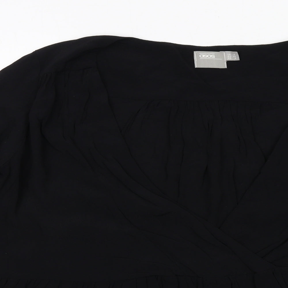 ASOS Womens Black Viscose Basic Blouse Size 6 V-Neck