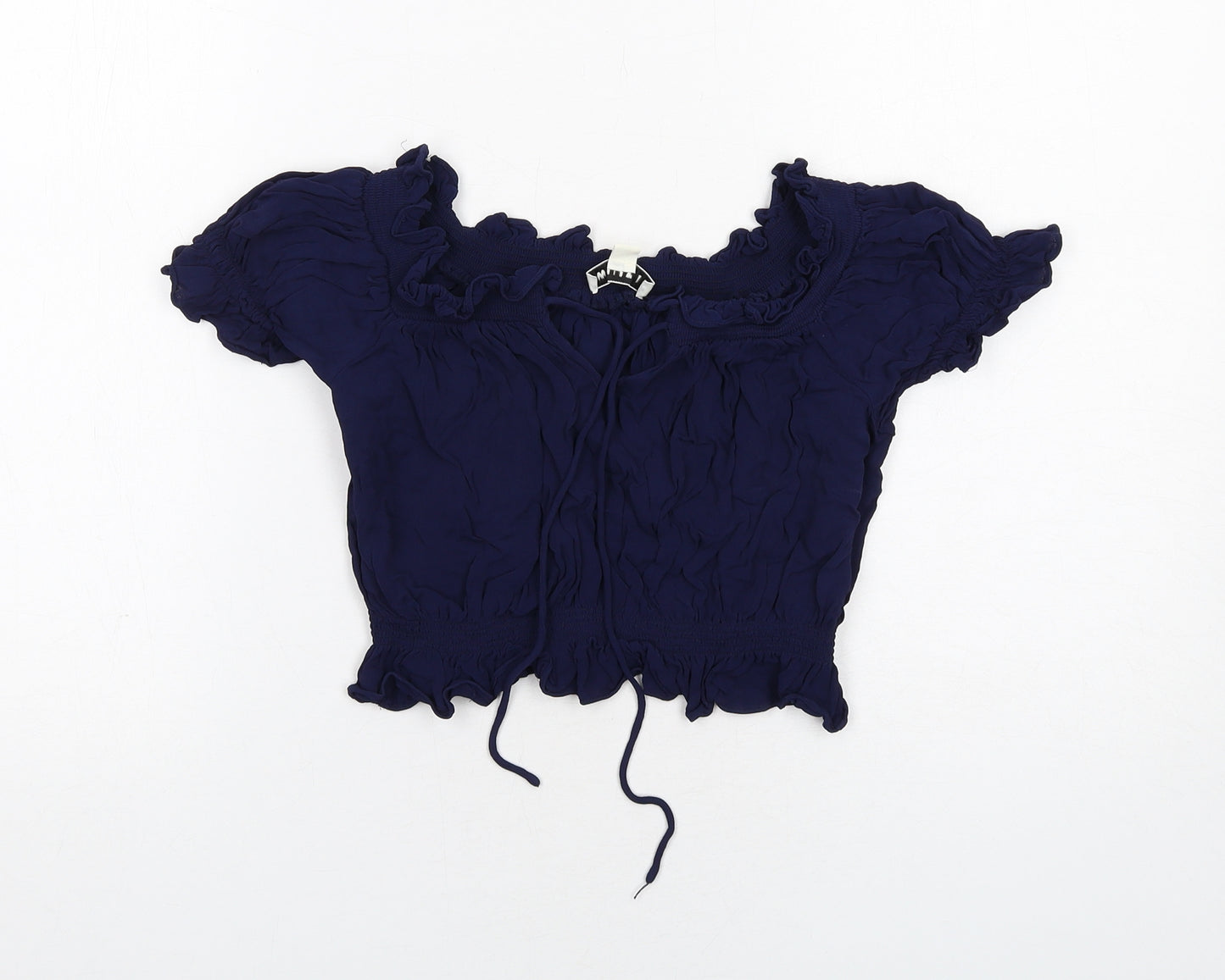 Whistles Womens Blue Viscose Cropped Blouse Size 10 Square Neck