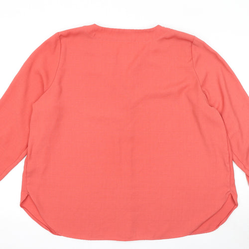 Marks and Spencer Womens Pink Polyester Basic Blouse Size 20 V-Neck