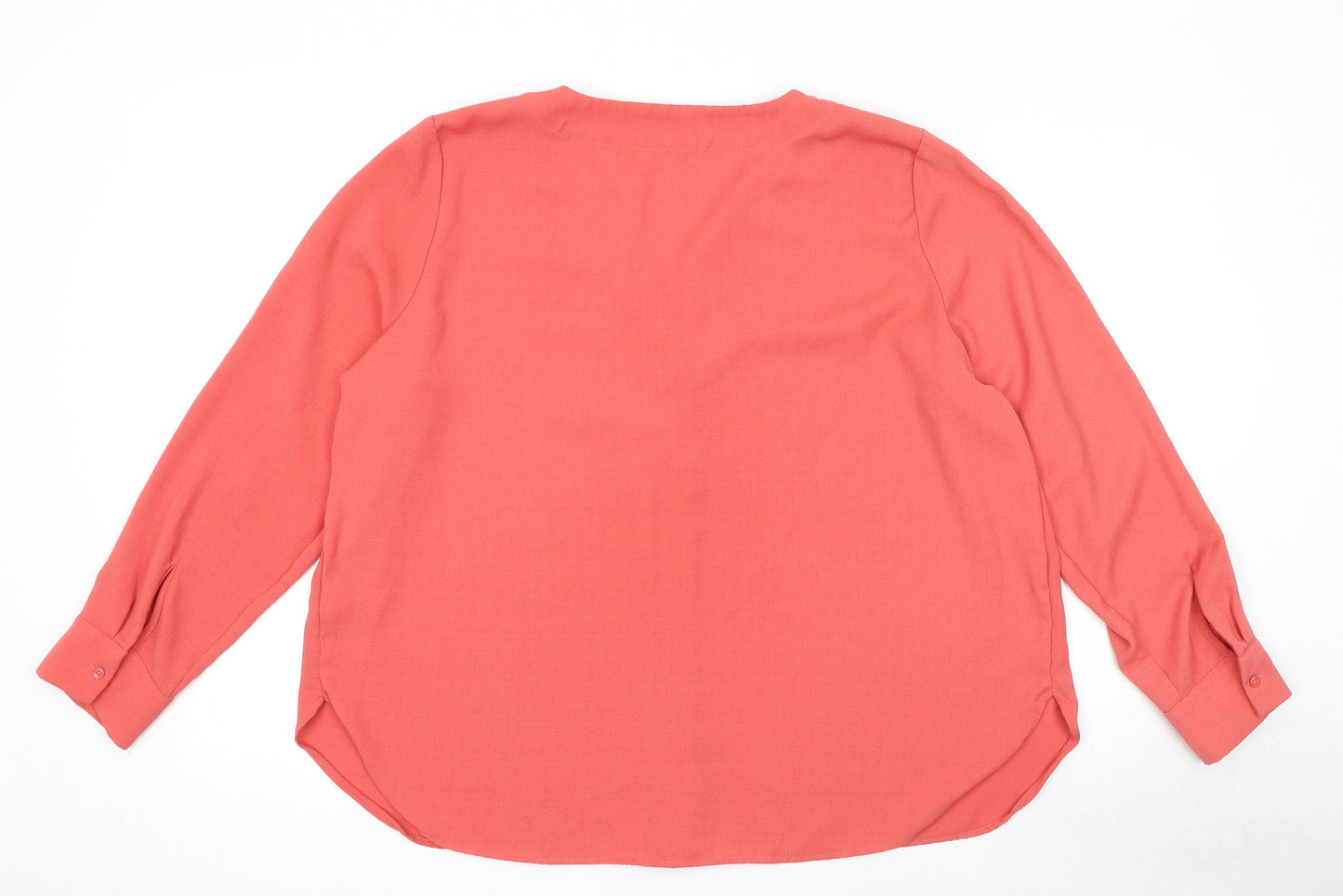 Marks and Spencer Womens Pink Polyester Basic Blouse Size 20 V-Neck