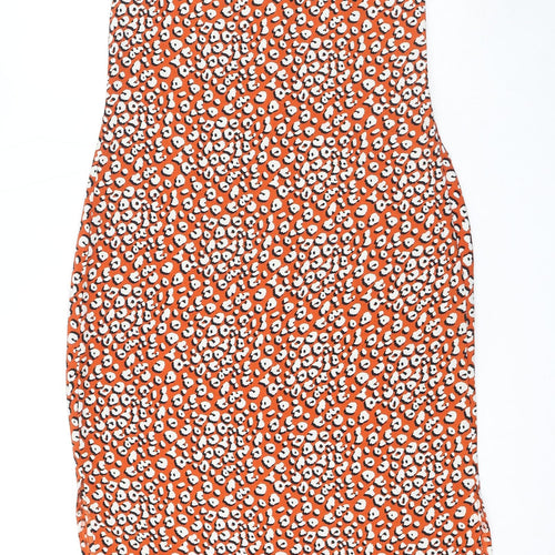 Nasty Gal Womens Orange Geometric Polyester Tank Dress Size 12 Square Neck Zip