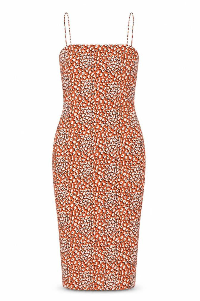 Nasty Gal Womens Orange Geometric Polyester Tank Dress Size 12 Square Neck Zip