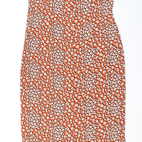 Nasty Gal Womens Orange Geometric Polyester Tank Dress Size 12 Square Neck Zip